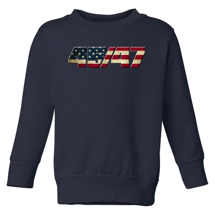 Trump 2024 45 47 American Flag Toddler Sweatshirt