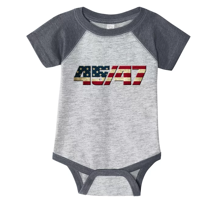 Trump 2024 45 47 American Flag Infant Baby Jersey Bodysuit