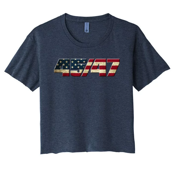 Trump 2024 45 47 American Flag Women's Crop Top Tee