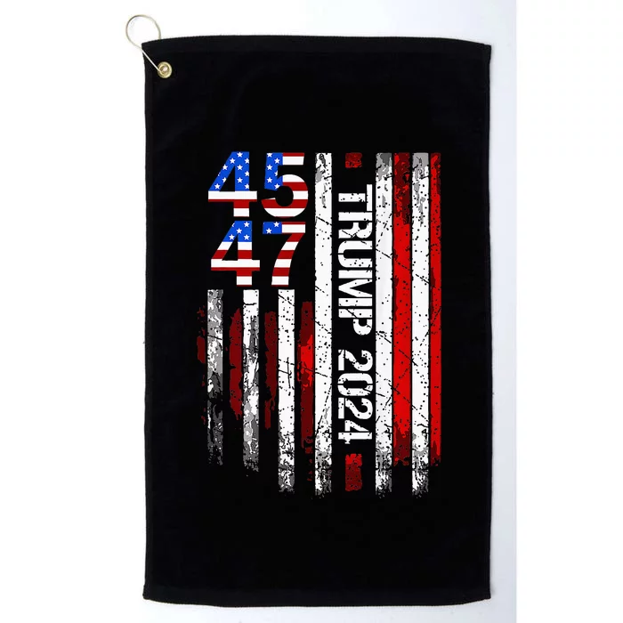 Trump 2024 45 47 Vintage American Flag Retro 4547 Platinum Collection Golf Towel