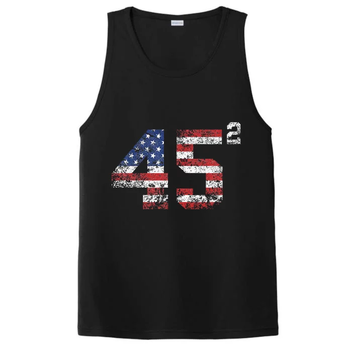 Trump 2024 45 Squared Second Term Usa Vintage Performance Tank