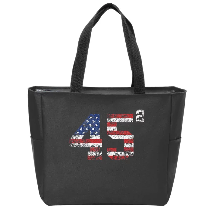 Trump 2024 45 Squared Second Term Usa Vintage Zip Tote Bag