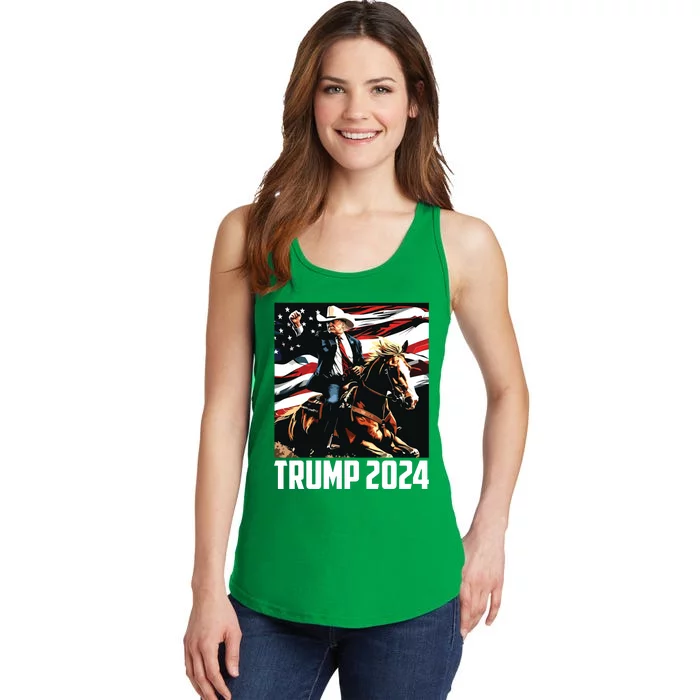 Trump 2024 4th Of July Patriotic America Independence Day Ladies Essential Tank