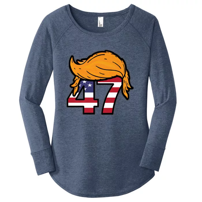 TRUMP 2024 47th President Hair Women's Perfect Tri Tunic Long Sleeve Shirt