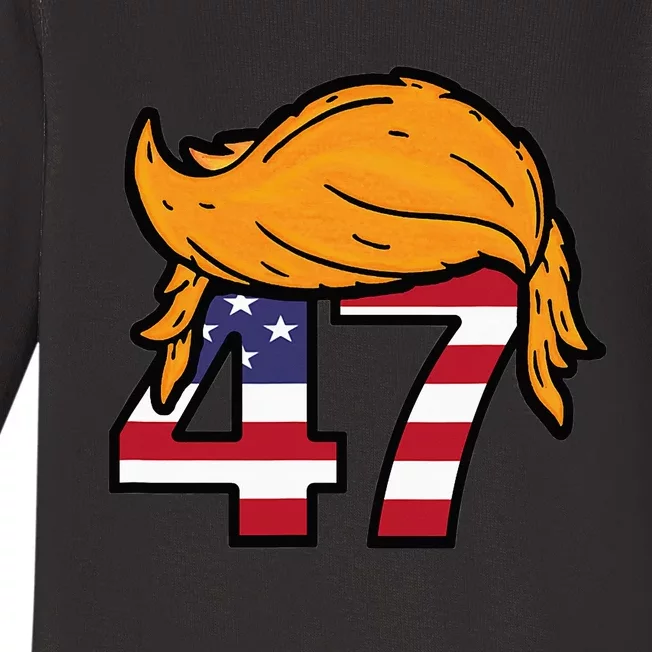 TRUMP 2024 47th President Hair Baby Long Sleeve Bodysuit