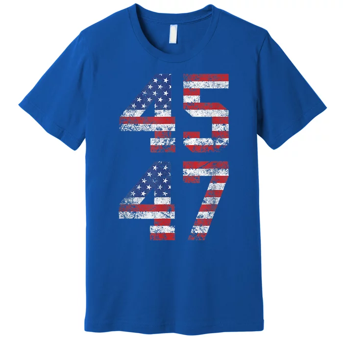 Trump 2024 45 47 Vintage American Flag Retro 4547 Us 2024 Gift Premium T-Shirt