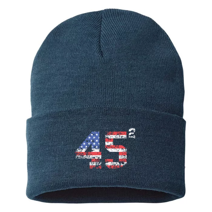 Trump 2024 45 Squared Second Term Usa Vintage Sustainable Knit Beanie