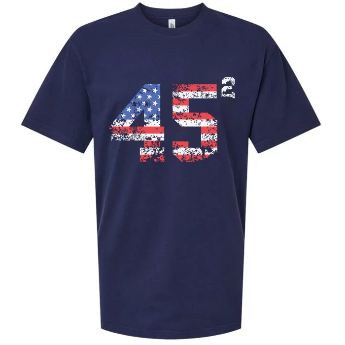 Trump 2024 45 Squared Second Term Usa Vintage Sueded Cloud Jersey T-Shirt