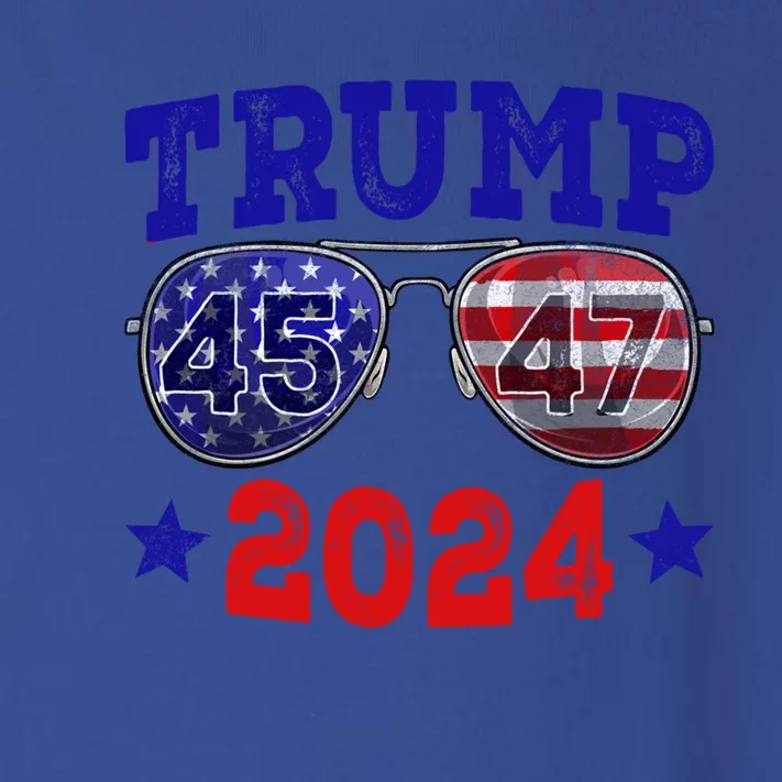 Trump 2024 45 47 American Flag Sunglasses Trump 2024 Funny Gift Toddler Long Sleeve Shirt