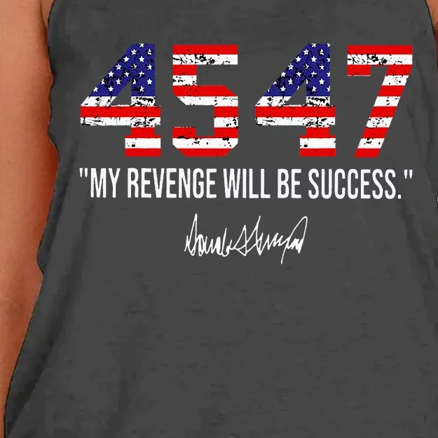 Trump 2024 45 47 My Revenge Will Be Success American Flag Women's Knotted Racerback Tank