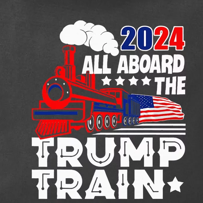 Trump 2024 All Aboard The Trump Train Usa American Flag Zip Tote Bag