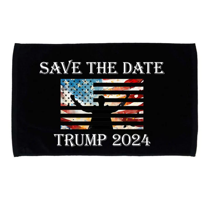 Trump 2024 American Flag Save The Date Take America Back Microfiber Hand Towel