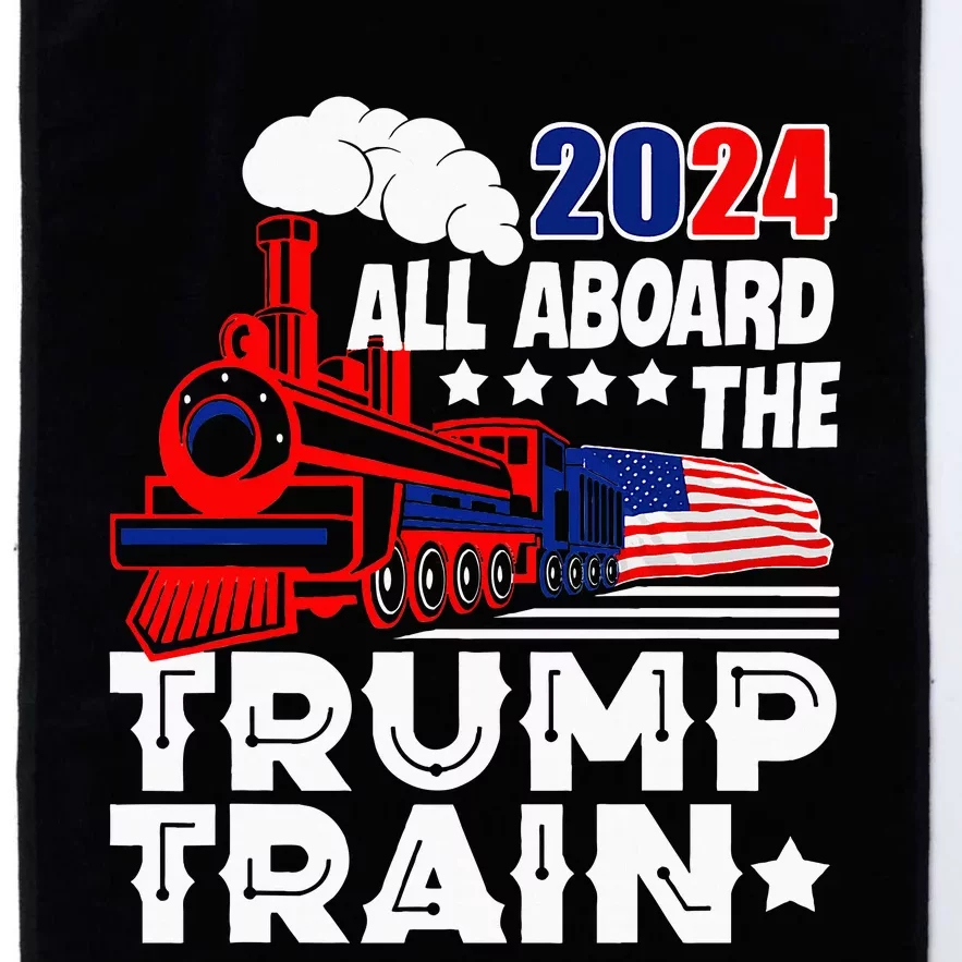 Trump 2024 All Aboard The Trump Train Usa American Flag Platinum Collection Golf Towel