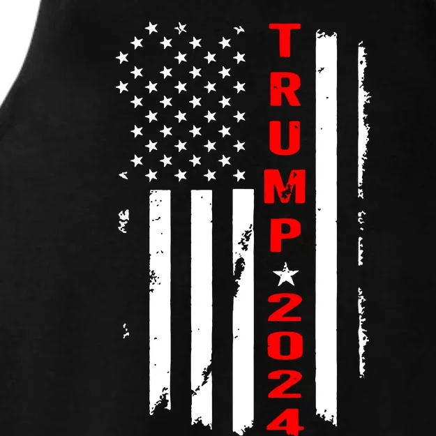 Trump 2024 American Flag Vintage Ladies Tri-Blend Wicking Tank