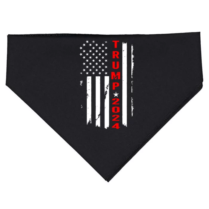 Trump 2024 American Flag Vintage USA-Made Doggie Bandana