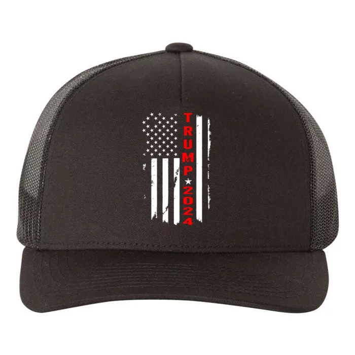 Trump 2024 American Flag Vintage Yupoong Adult 5-Panel Trucker Hat