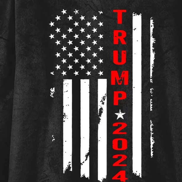 Trump 2024 American Flag Vintage Hooded Wearable Blanket