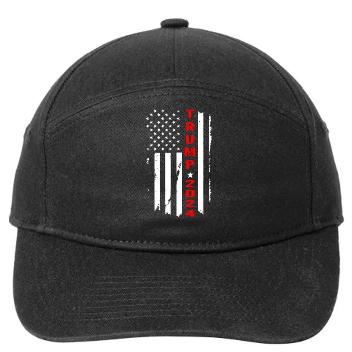 Trump 2024 American Flag Vintage 7-Panel Snapback Hat