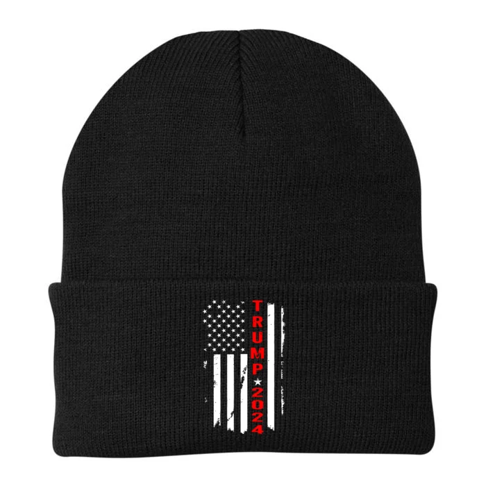 Trump 2024 American Flag Vintage Knit Cap Winter Beanie