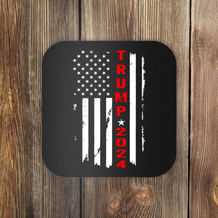 Trump 2024 American Flag Vintage Coaster