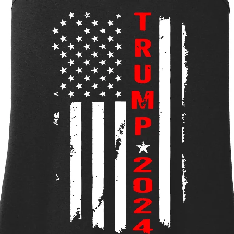 Trump 2024 American Flag Vintage Ladies Essential Tank