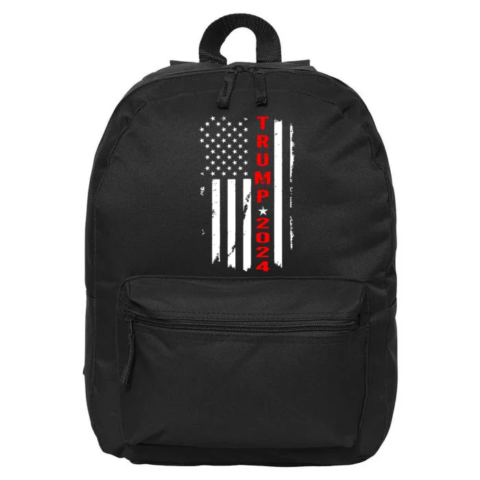 Trump 2024 American Flag Vintage 16 in Basic Backpack