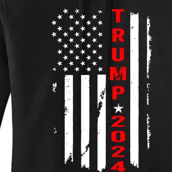 Trump 2024 American Flag Vintage Women's Pullover Hoodie