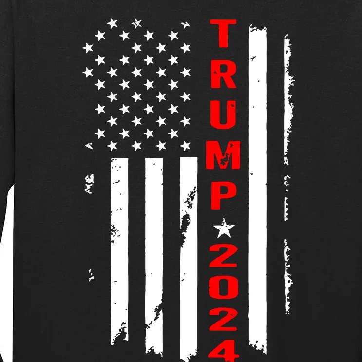 Trump 2024 American Flag Vintage Tall Long Sleeve T-Shirt