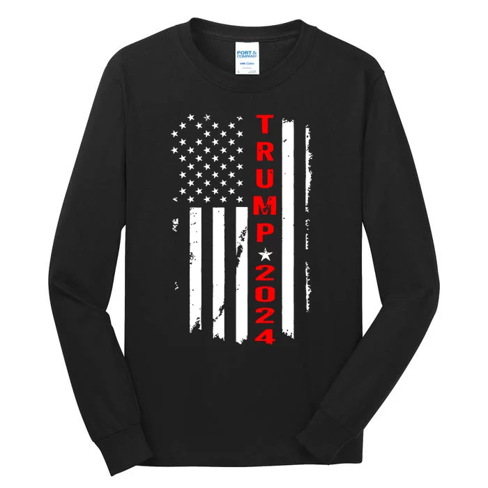 Trump 2024 American Flag Vintage Tall Long Sleeve T-Shirt