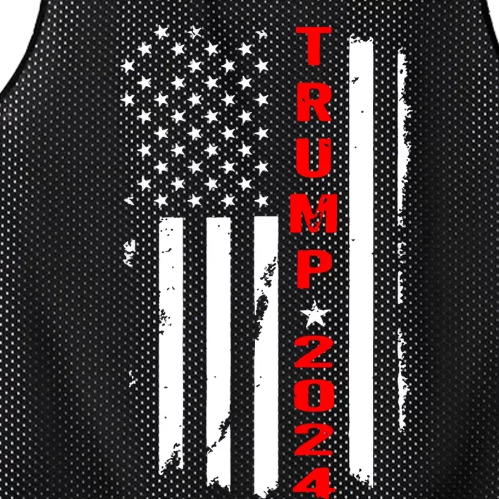 Trump 2024 American Flag Vintage Mesh Reversible Basketball Jersey Tank