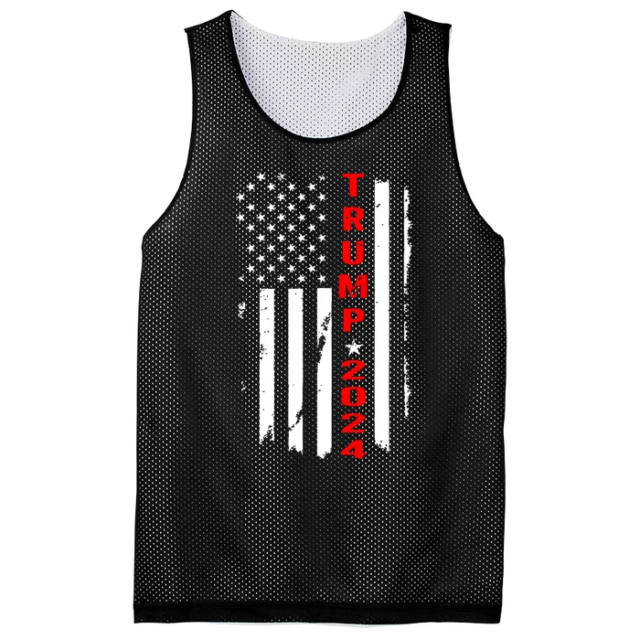 Trump 2024 American Flag Vintage Mesh Reversible Basketball Jersey Tank