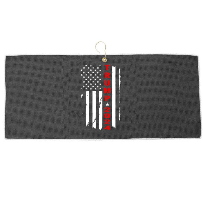 Trump 2024 American Flag Vintage Large Microfiber Waffle Golf Towel