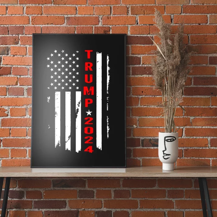 Trump 2024 American Flag Vintage Poster