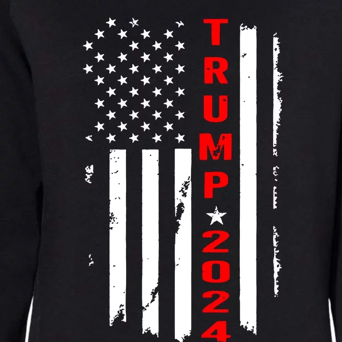 Trump 2024 American Flag Vintage Womens California Wash Sweatshirt