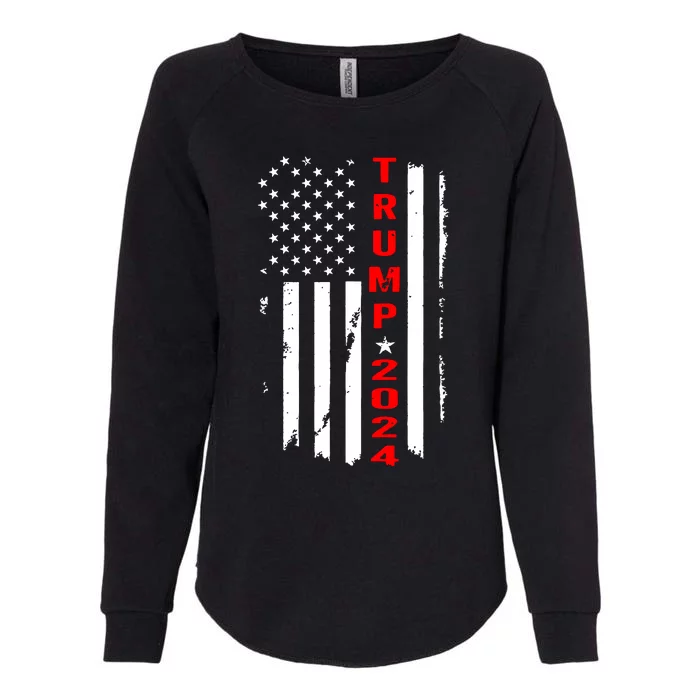 Trump 2024 American Flag Vintage Womens California Wash Sweatshirt