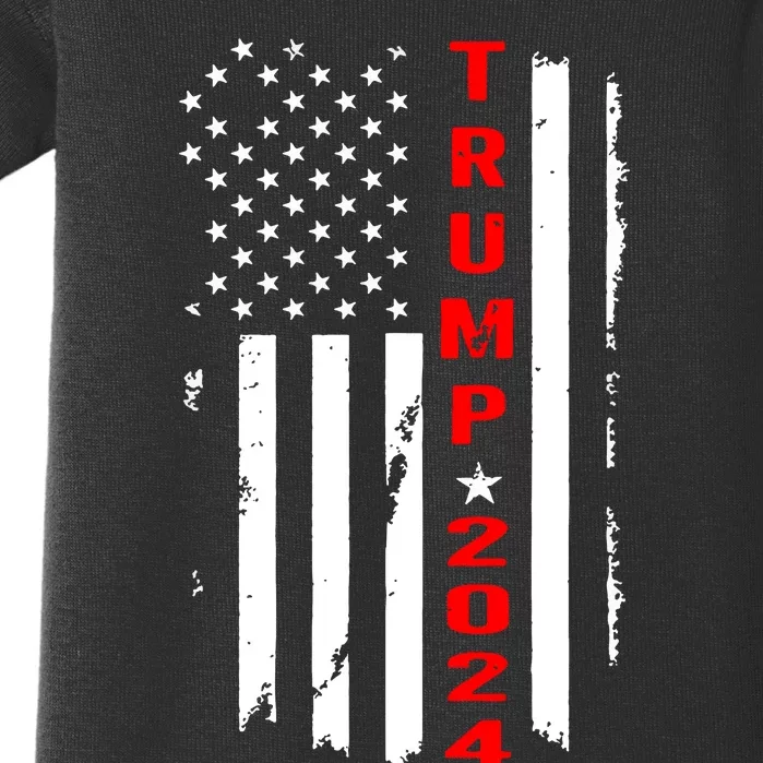 Trump 2024 American Flag Vintage Baby Bodysuit