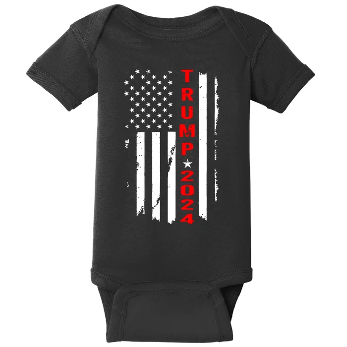 Trump 2024 American Flag Vintage Baby Bodysuit