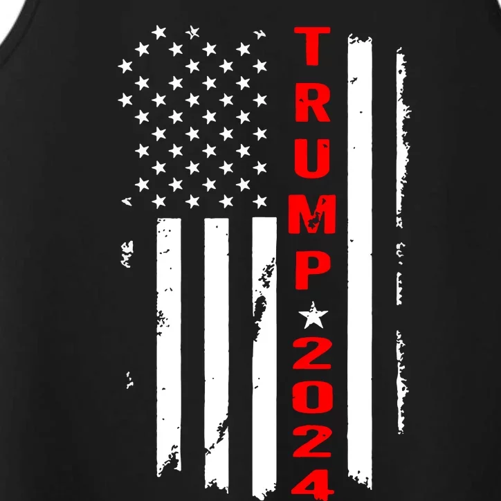 Trump 2024 American Flag Vintage Performance Tank