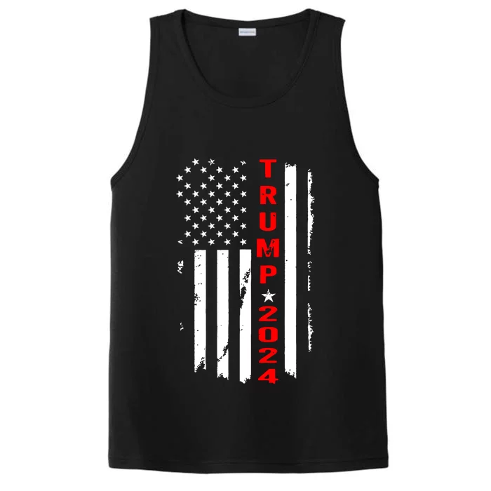 Trump 2024 American Flag Vintage Performance Tank