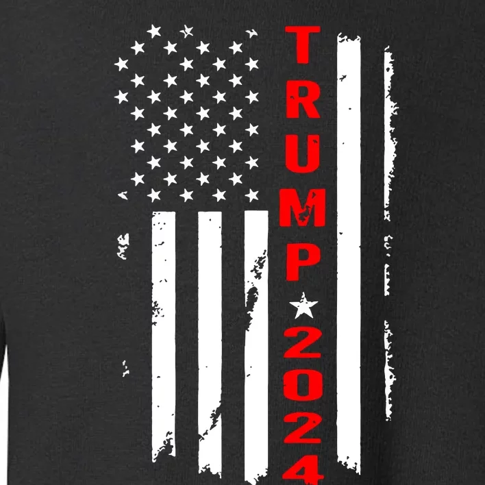 Trump 2024 American Flag Vintage Toddler Sweatshirt