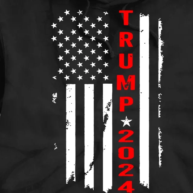 Trump 2024 American Flag Vintage Tie Dye Hoodie