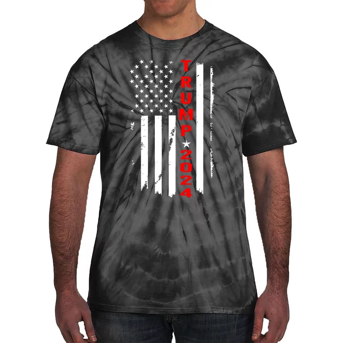 Trump 2024 American Flag Vintage Tie-Dye T-Shirt