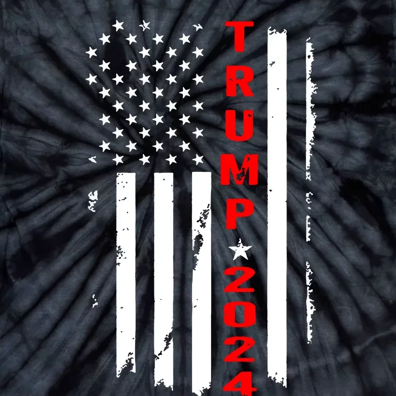 Trump 2024 American Flag Vintage Tie-Dye T-Shirt