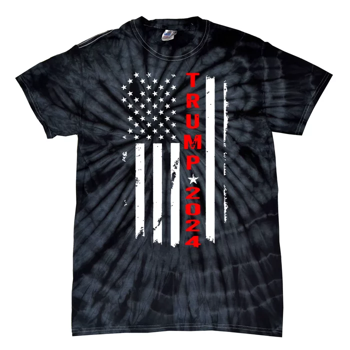 Trump 2024 American Flag Vintage Tie-Dye T-Shirt