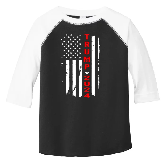 Trump 2024 American Flag Vintage Toddler Fine Jersey T-Shirt