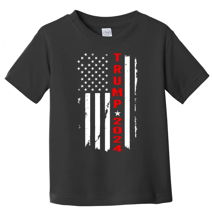 Trump 2024 American Flag Vintage Toddler T-Shirt