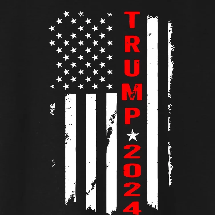 Trump 2024 American Flag Vintage Women's Crop Top Tee