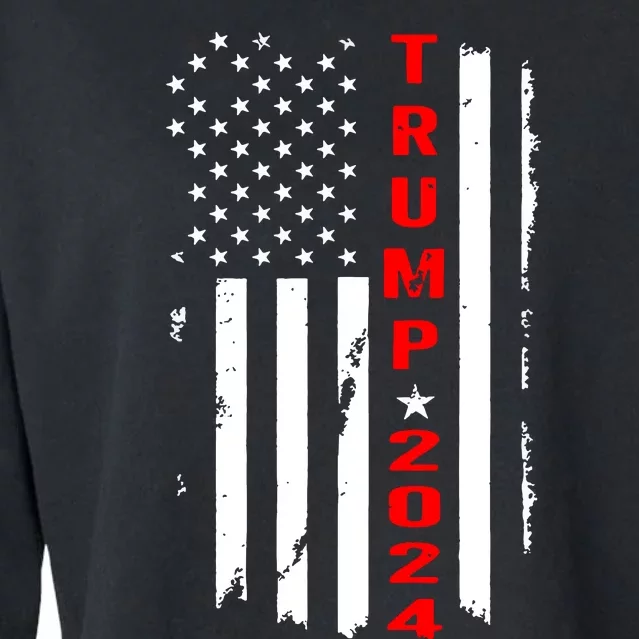 Trump 2024 American Flag Vintage Cropped Pullover Crew