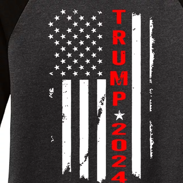 Trump 2024 American Flag Vintage Women's Tri-Blend 3/4-Sleeve Raglan Shirt