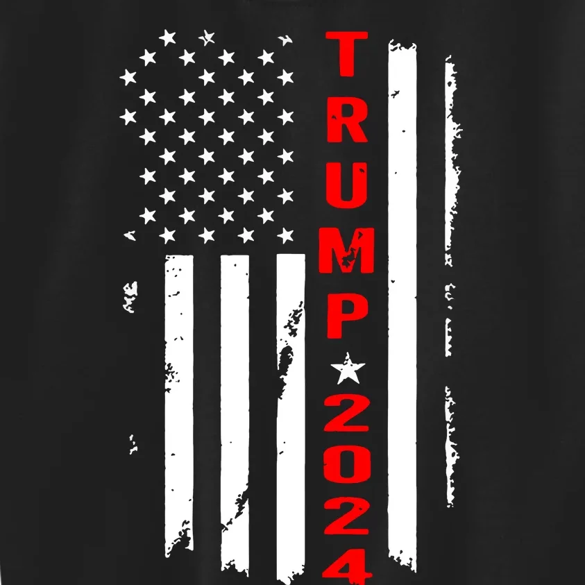 Trump 2024 American Flag Vintage Kids Sweatshirt